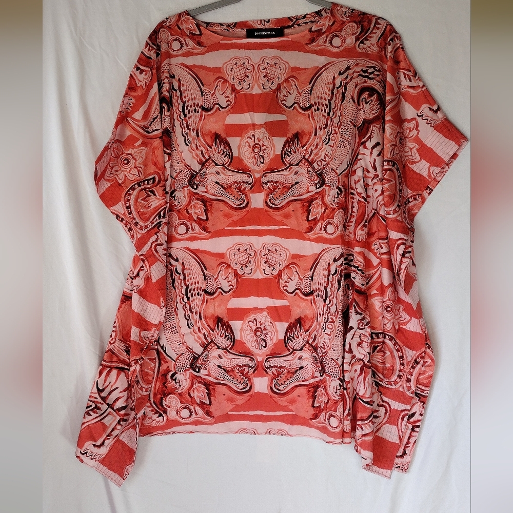 Jim Thompson Silk Blend Square Kimono Top Size 10